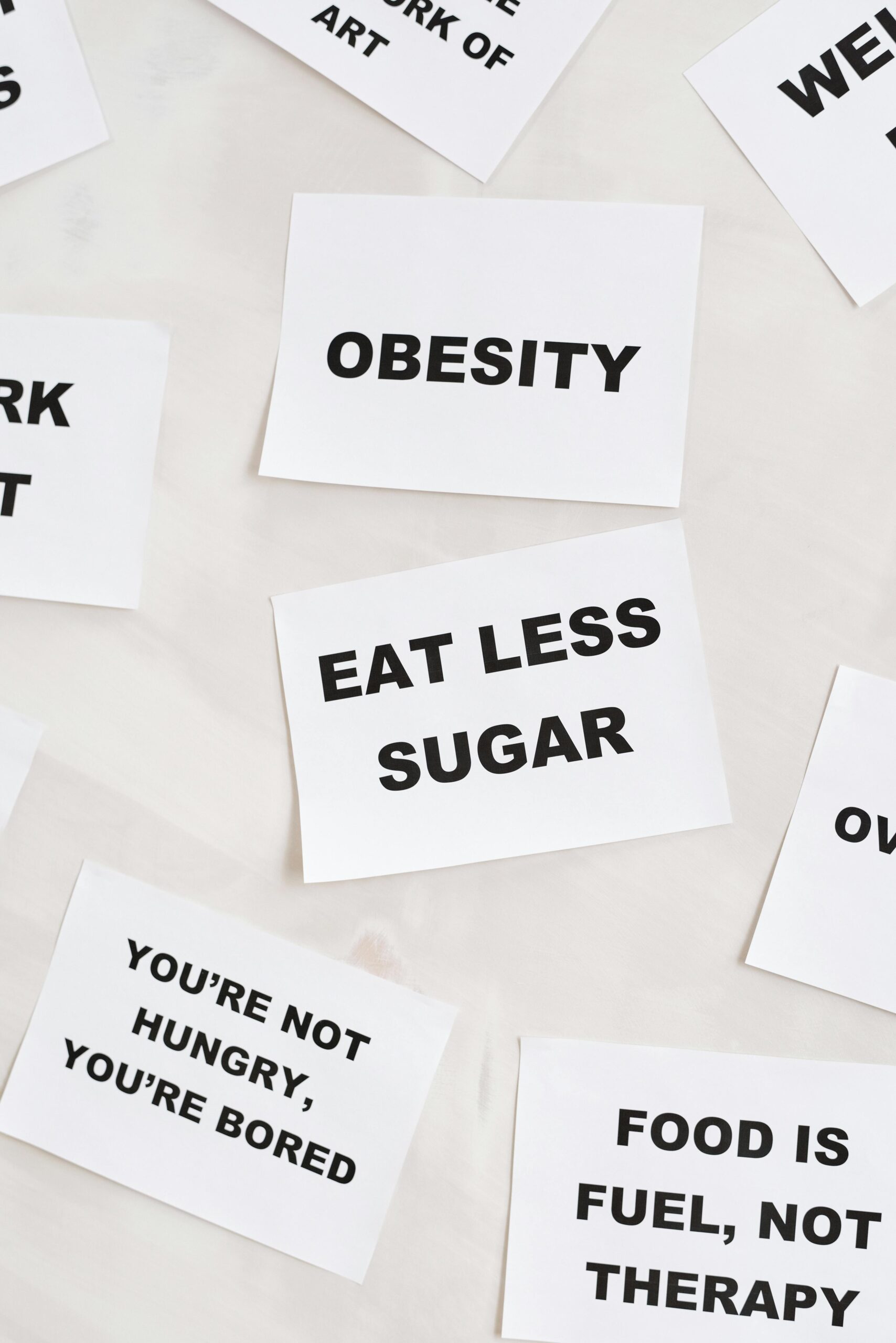 Motivational quotes about health and diet on cards. Perfect for promoting healthy habits.
